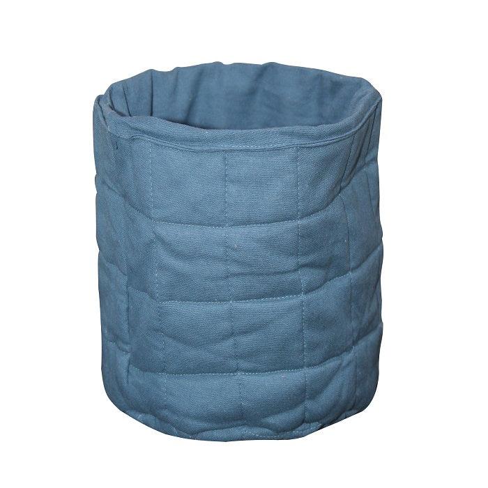 Cotton Solid Blue Check Fruit Basket