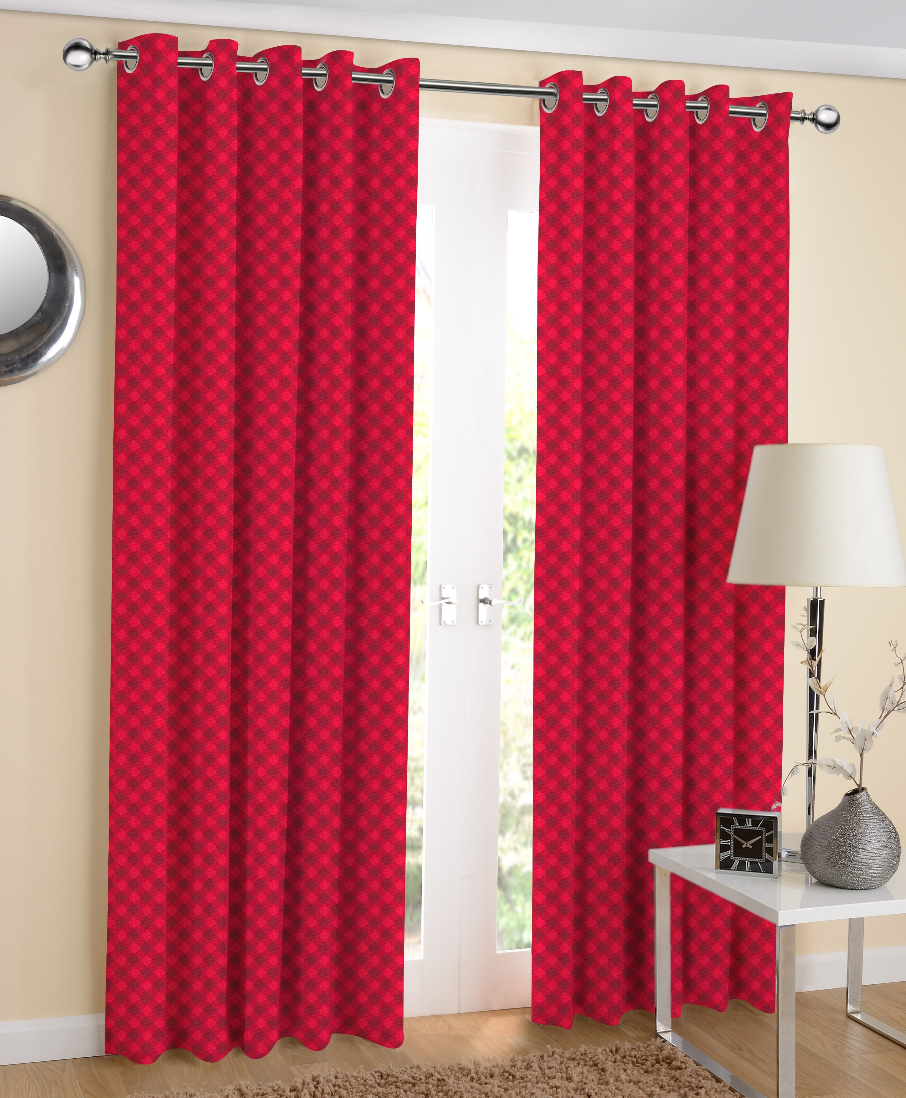 Cotton Buffalo Cross 7ft Door Curtains Pack Of 2