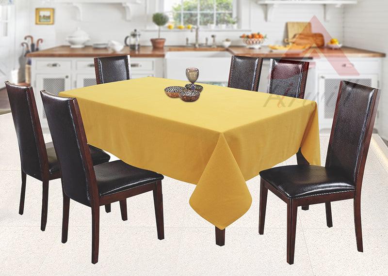 Cotton Solid Yellow 6 Seater Table Cloths