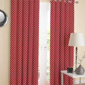 Cotton Red Polka Dot 7ft Door Curtains Pack Of 2 freeshipping - Airwill