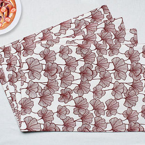 Cotton Single Leaf Maroon Table Placemats Pack Of 4 freeshipping - Airwill