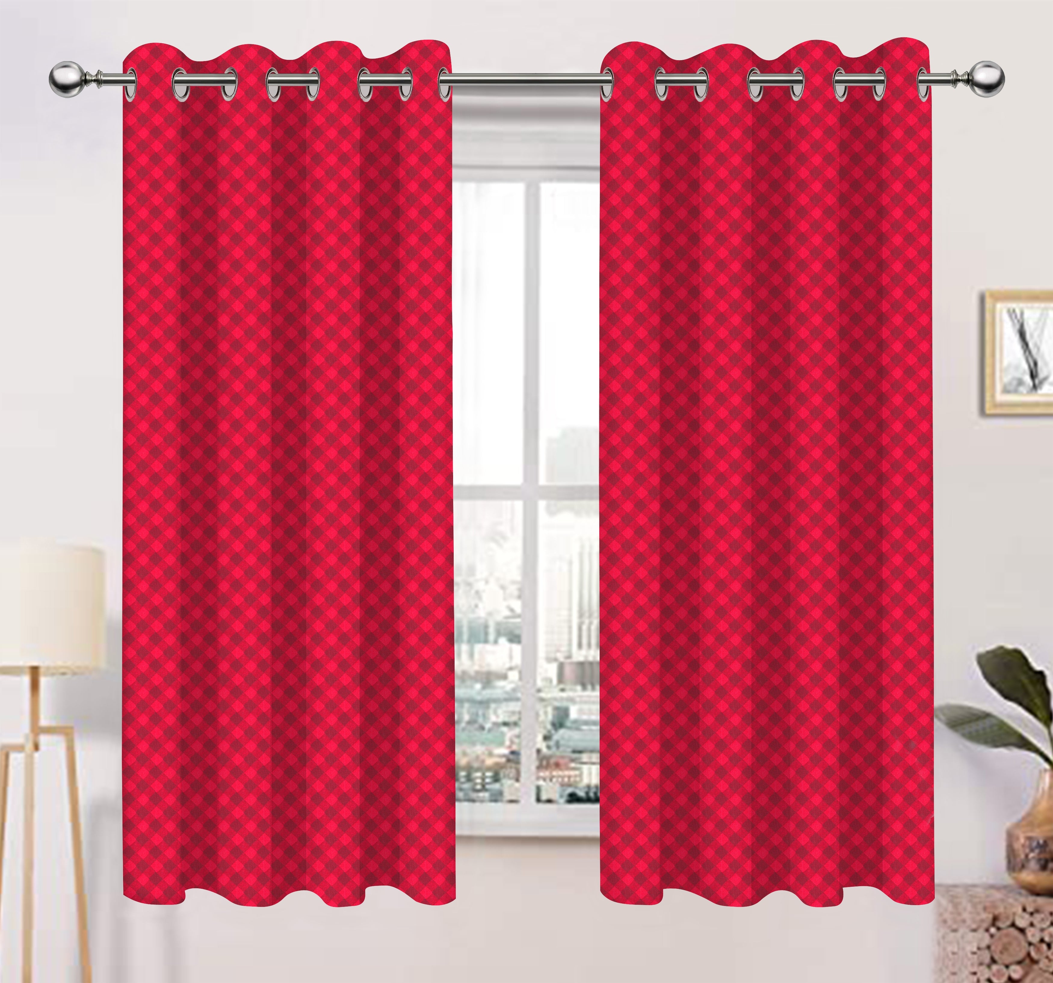 Cotton Buffalo Cross Long 9ft Door Curtains Pack Of 2