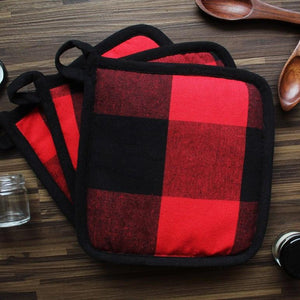 Cotton Big Check With Black Piping Pot Holders Pack Of 3 freeshipping - Airwill
