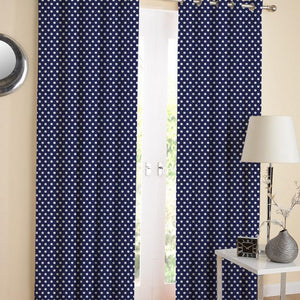 Cotton Blue Polka Dot 7ft Door Curtains Pack Of 2 freeshipping - Airwill