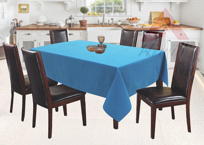 Cotton Solid Turquoise Blue 6 Seater Table Cloths
