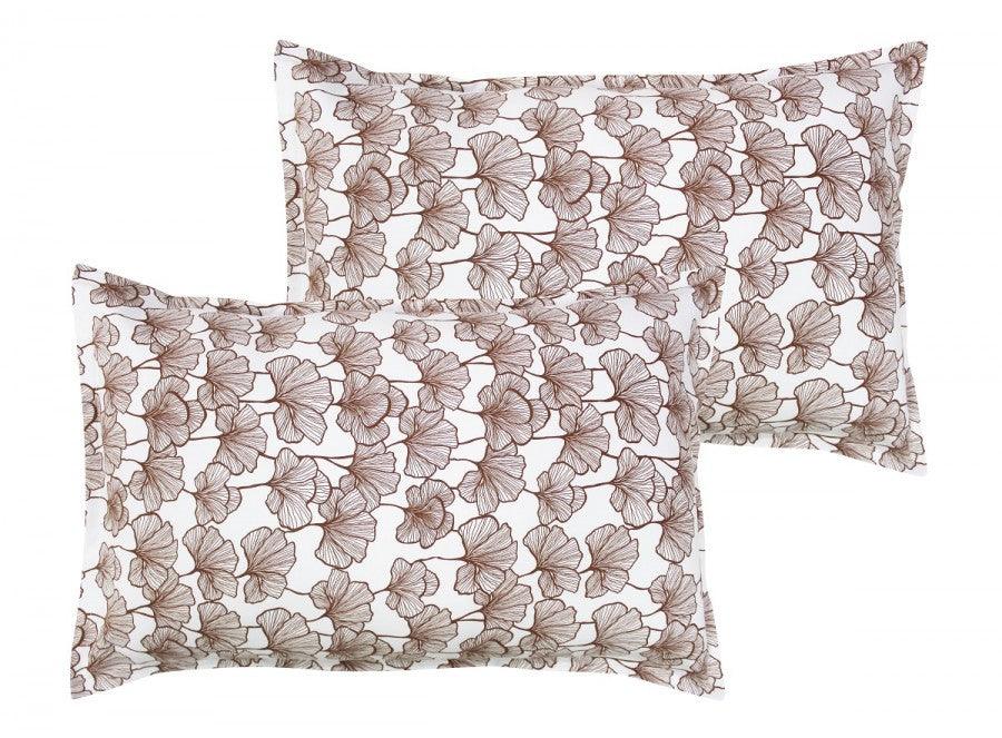 Cotton Single Leaf Brown Pillow Covers Pack Of 2