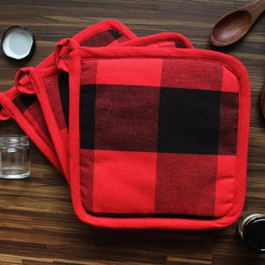 Cotton Big Check With Red Piping Pot Holders Pack Of 3 freeshipping - Airwill