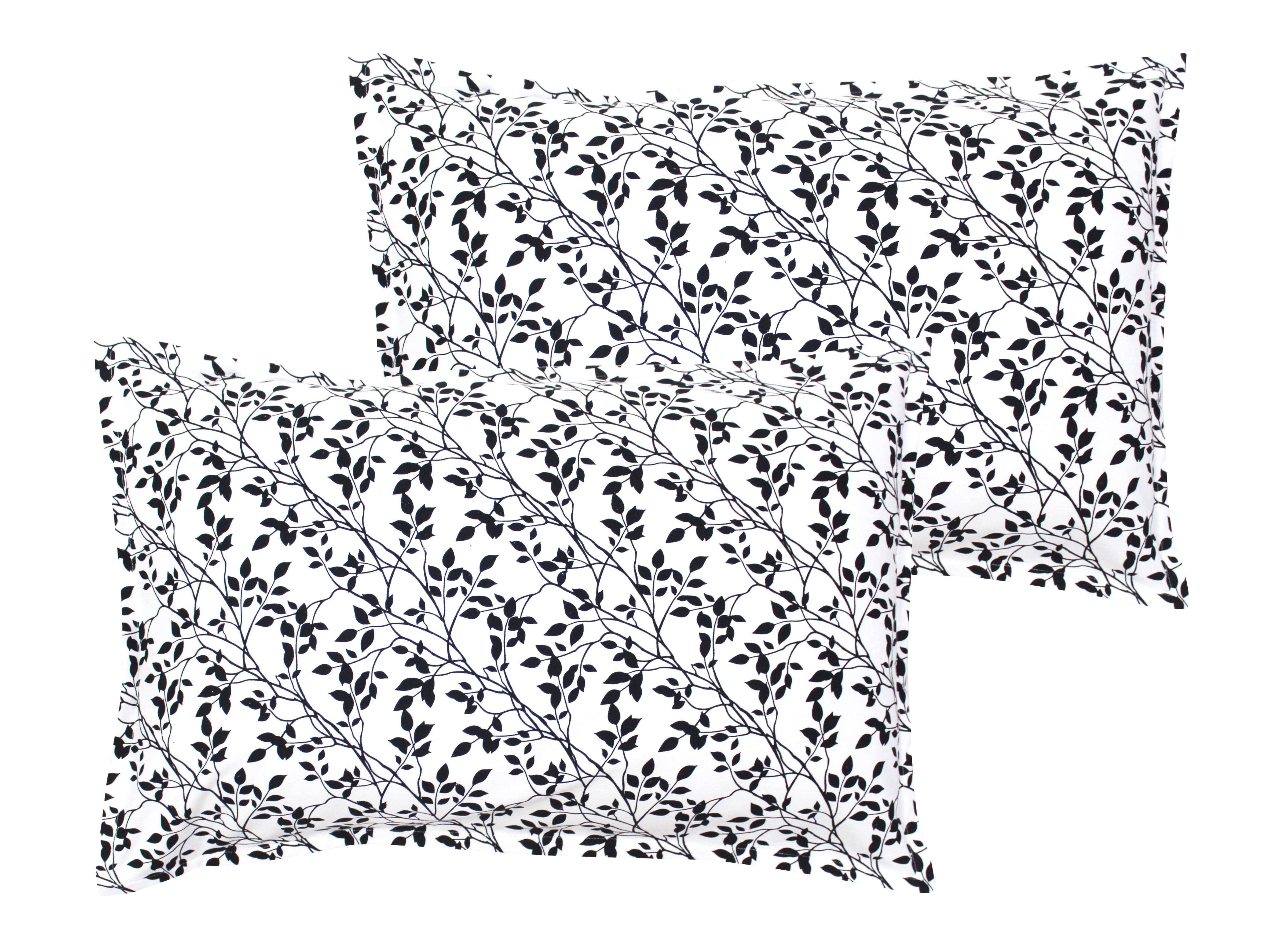Cotton Small Leaf Pillow Covers Pack Of 2