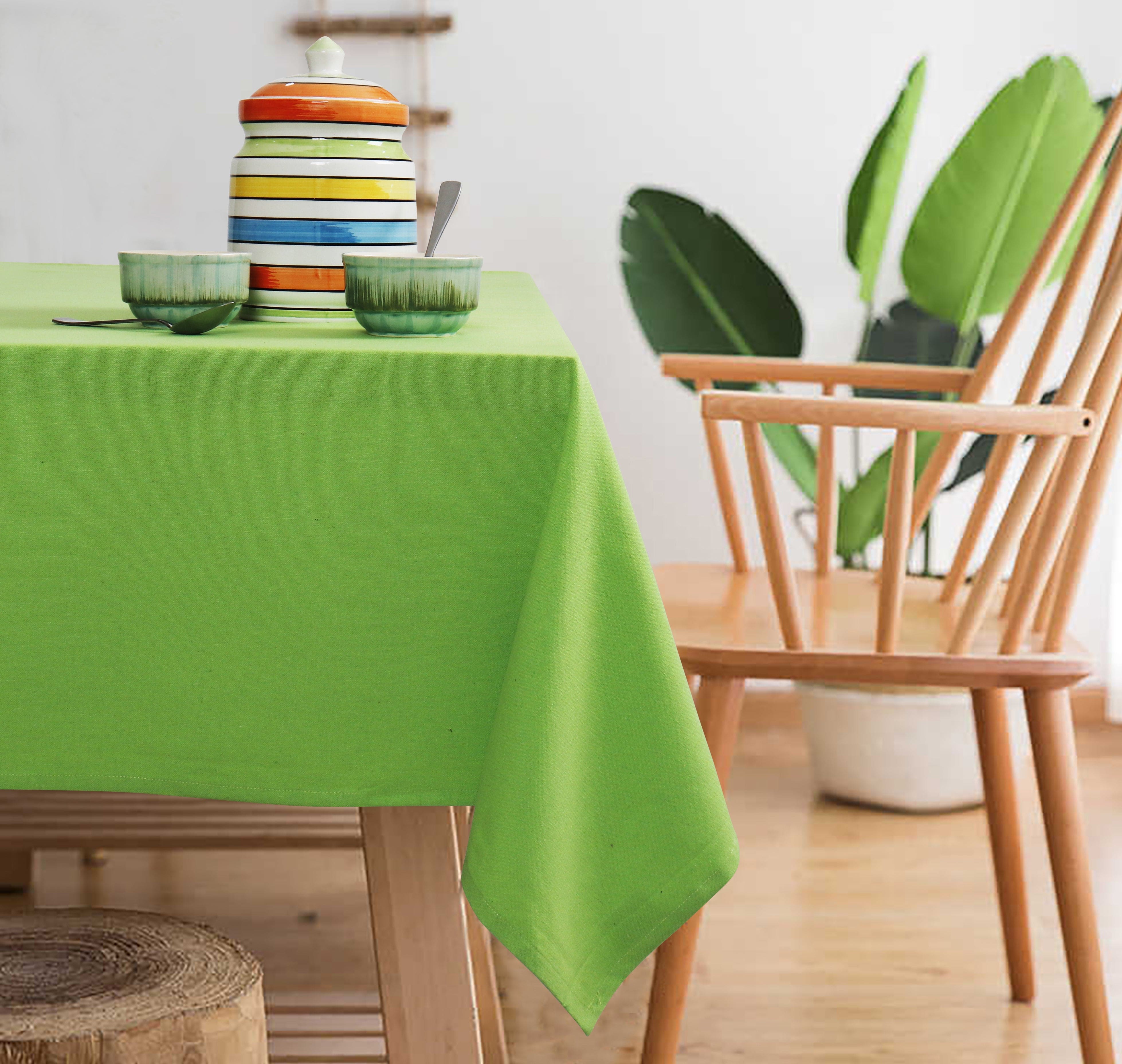 Cotton Solid Apple Green 6 Seater Table Cloths