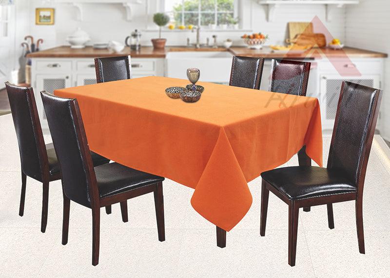 Cotton Solid Orange 6 Seater Table Cloths