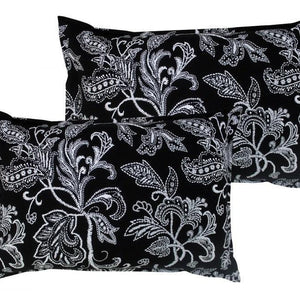 Cotton Black Flower Pillow Covers Pack Of 2 freeshipping - Airwill
