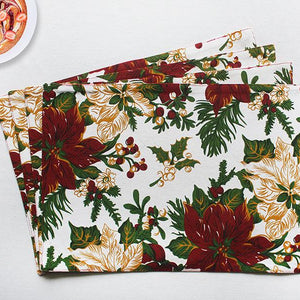 Cotton Maroon Flower Table Placemats Pack Of 4 freeshipping - Airwill