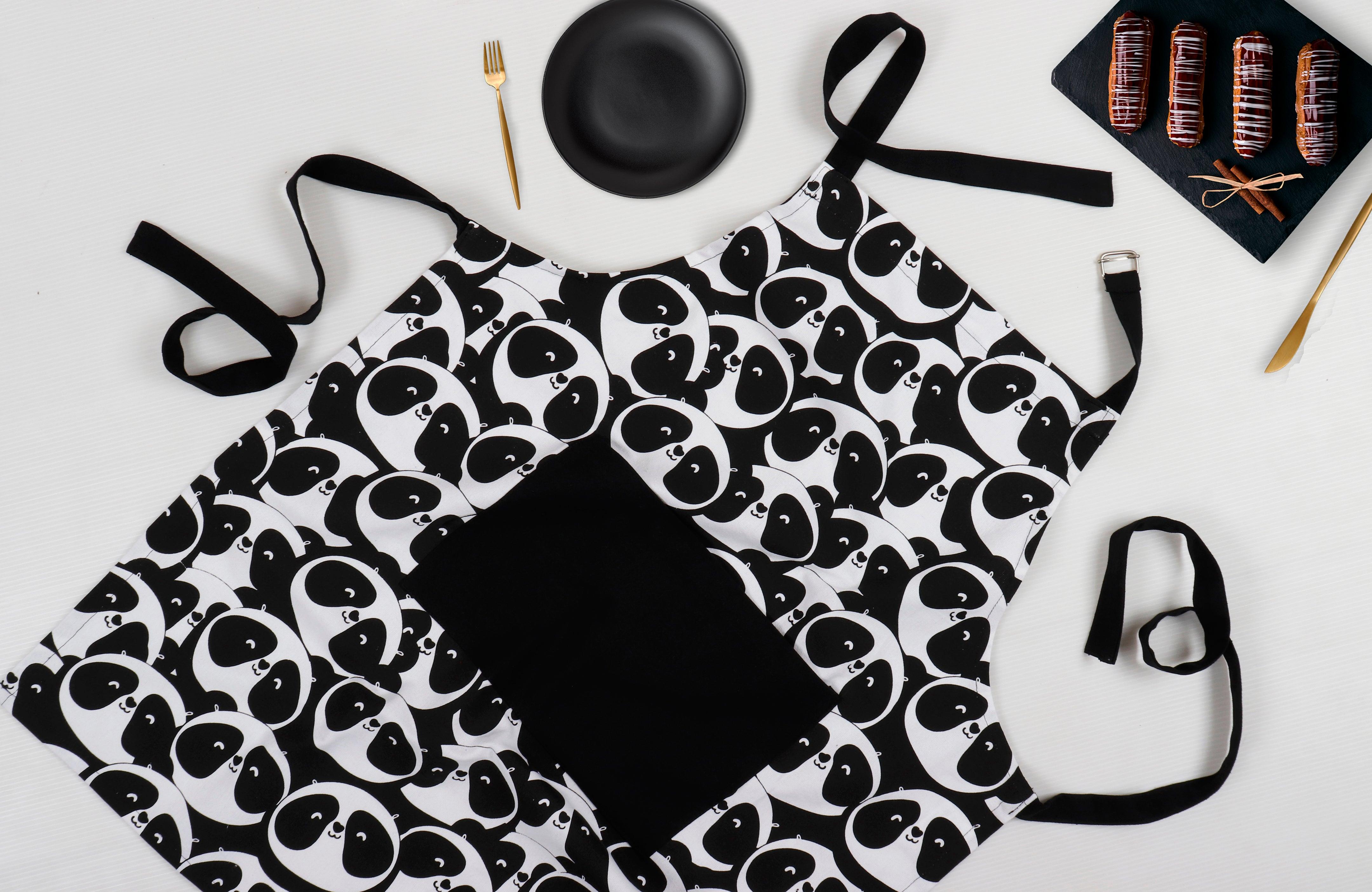Cotton Black Panda Free Size Apron