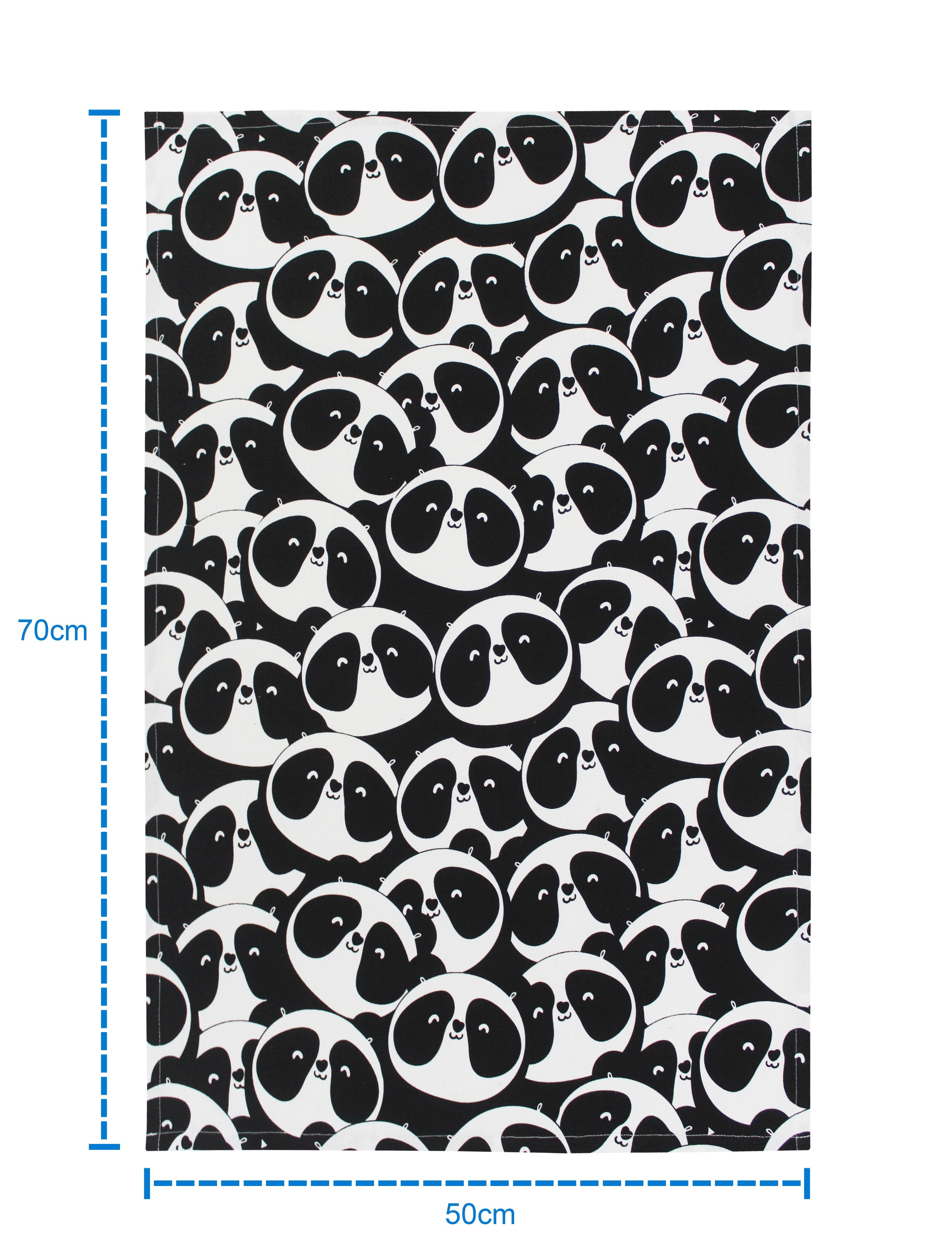 Cotton Black Panda Kitchen Towels Pack Of 4