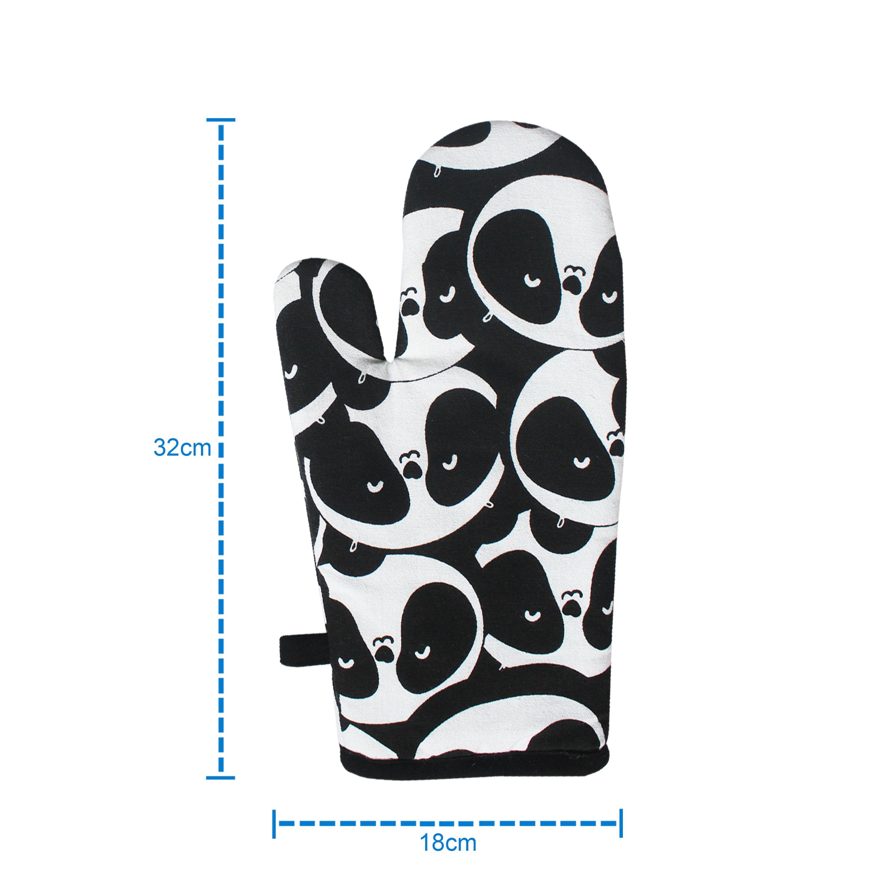 Cotton Black Panda Oven Gloves Pack of 2
