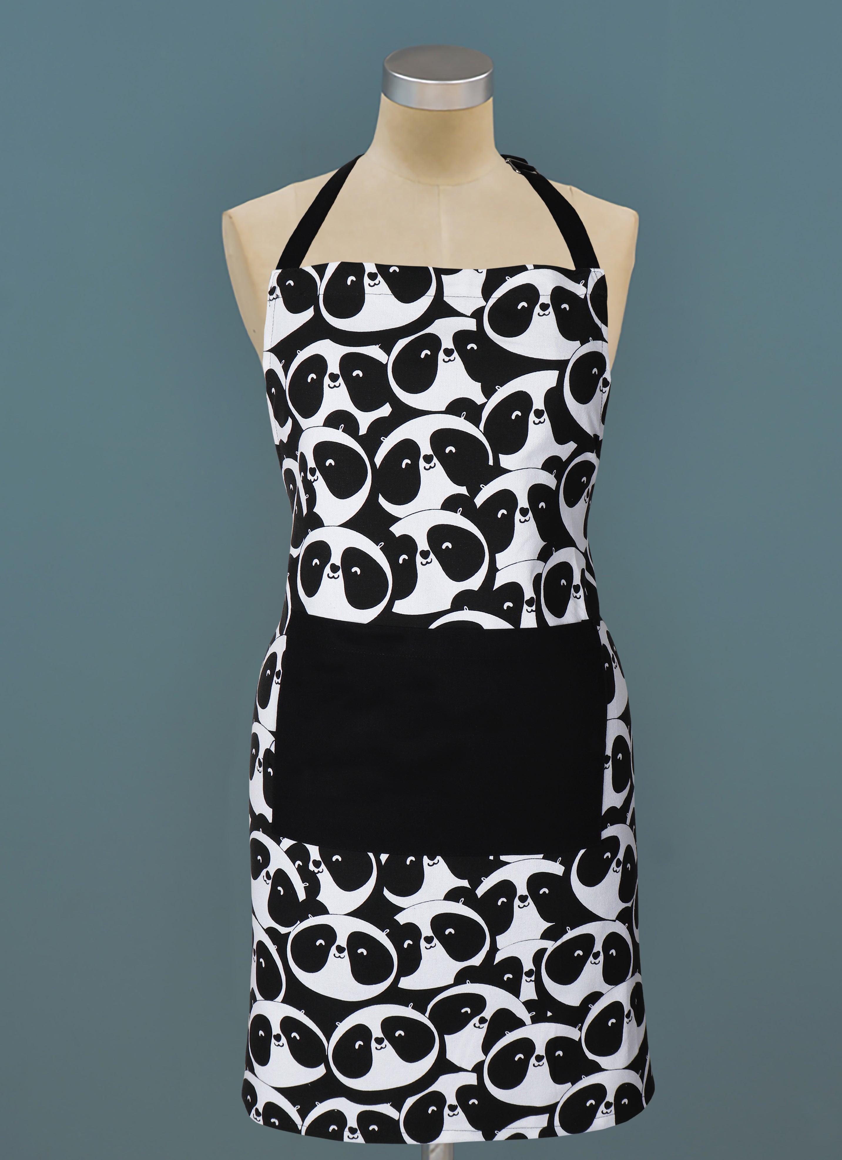 Cotton Black Panda Free Size Apron