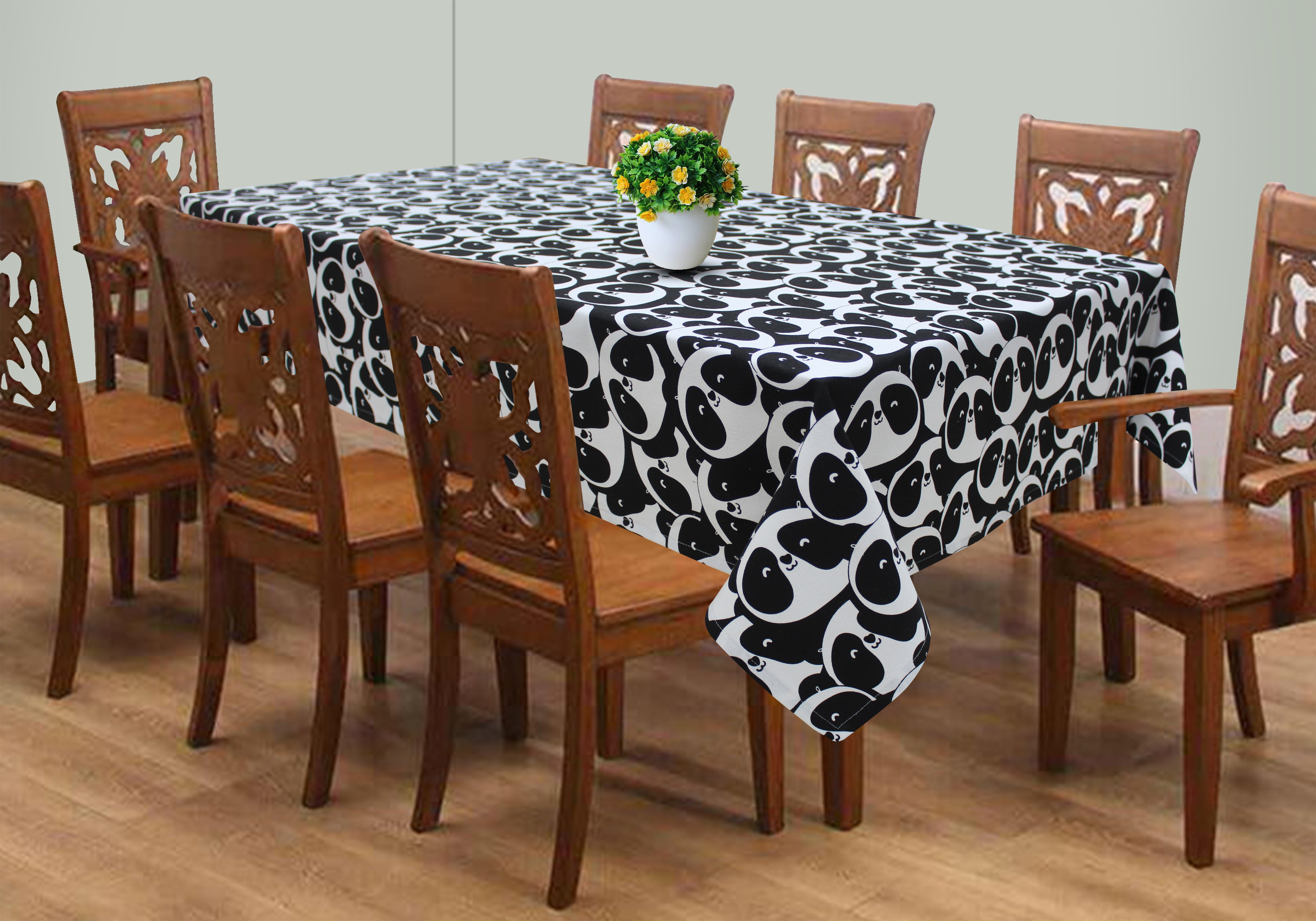 Cotton Black Panda 4 Seater Table Cloths