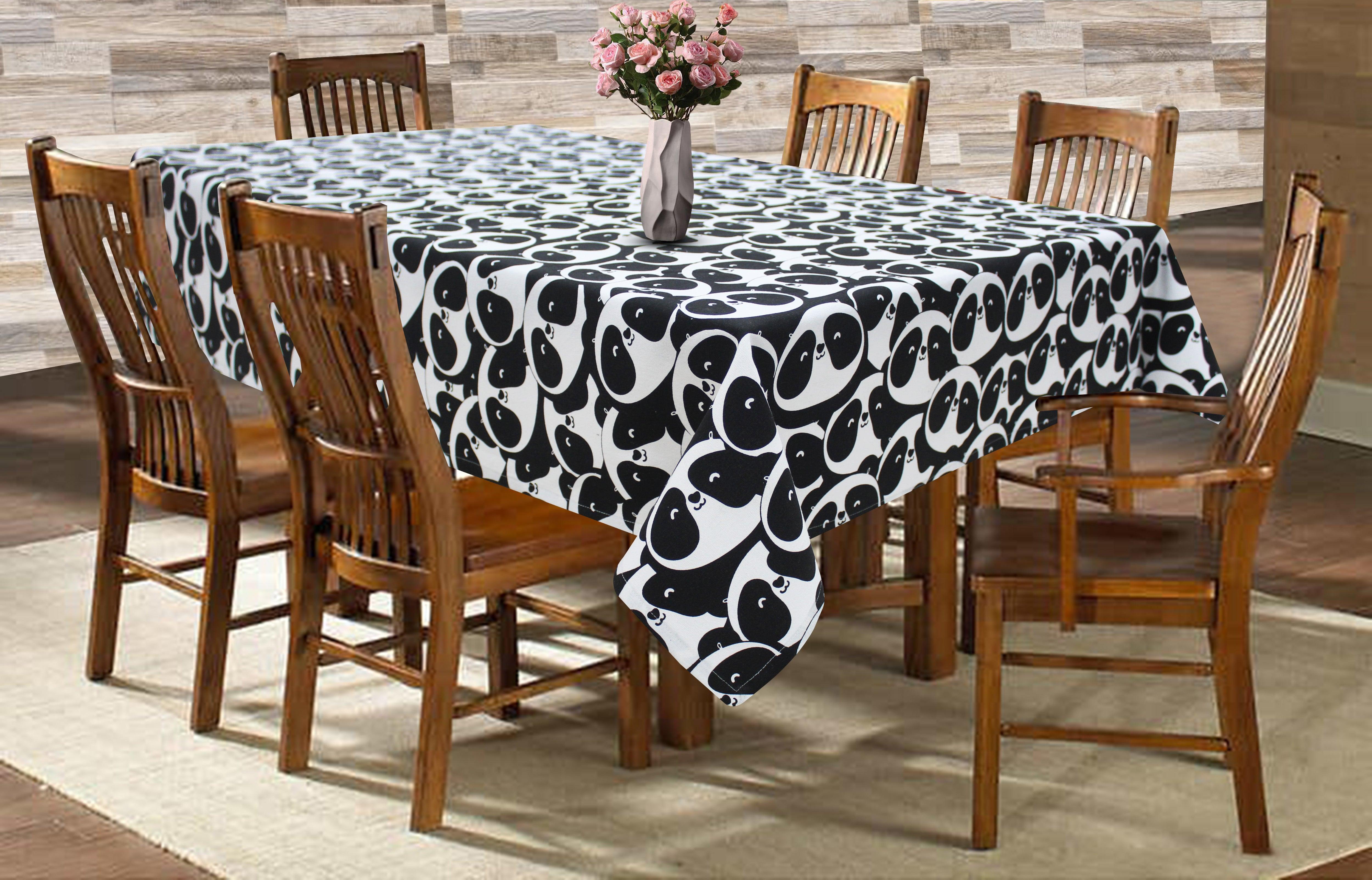 Cotton Black Panda 6 Seater Table Cloths