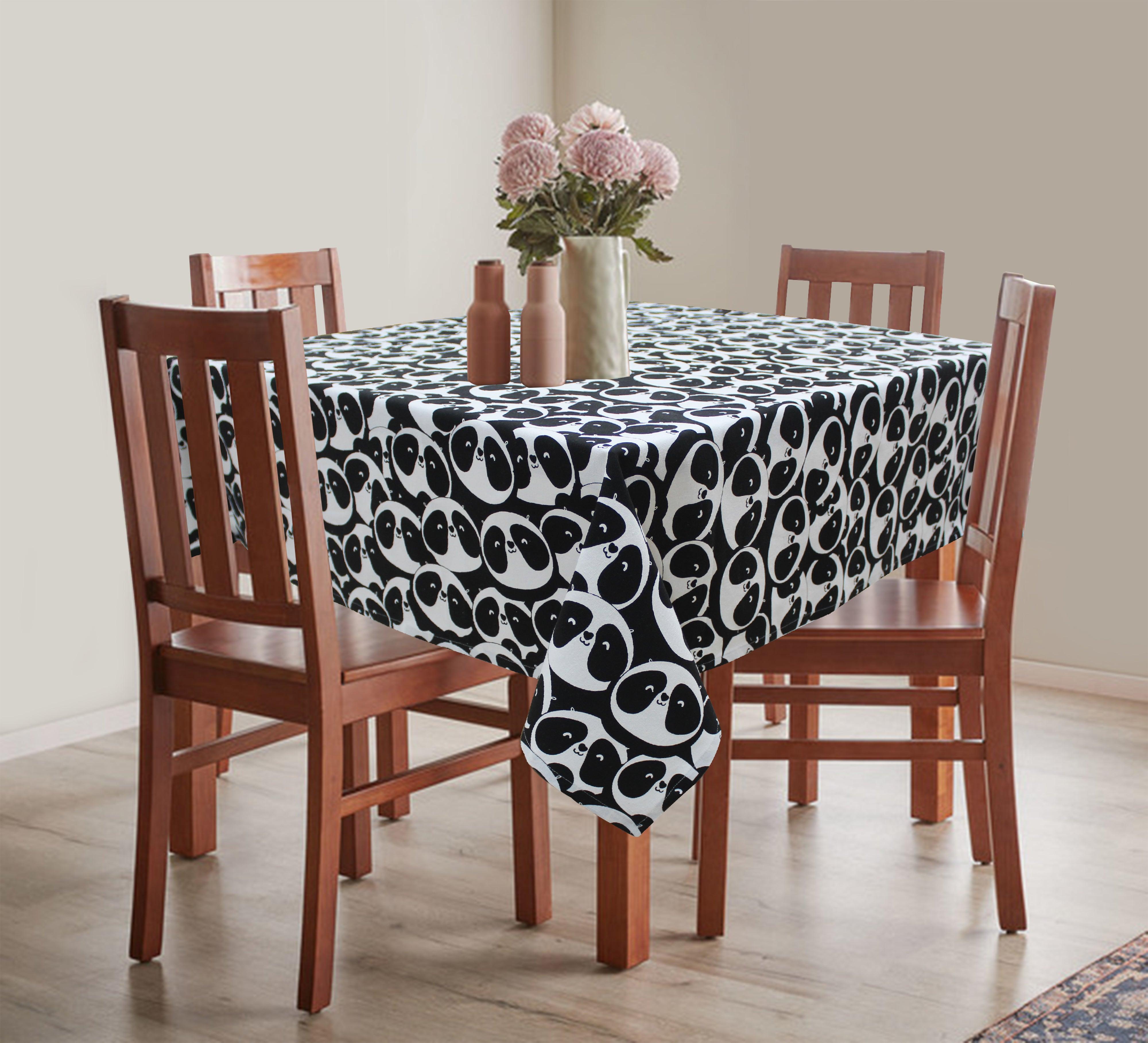 Cotton Black Panda 4 Seater Table Cloths