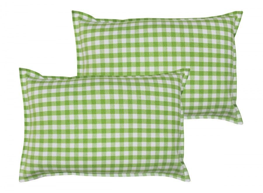 Cotton Gingham Check Green Pillow Covers Pack Of 2