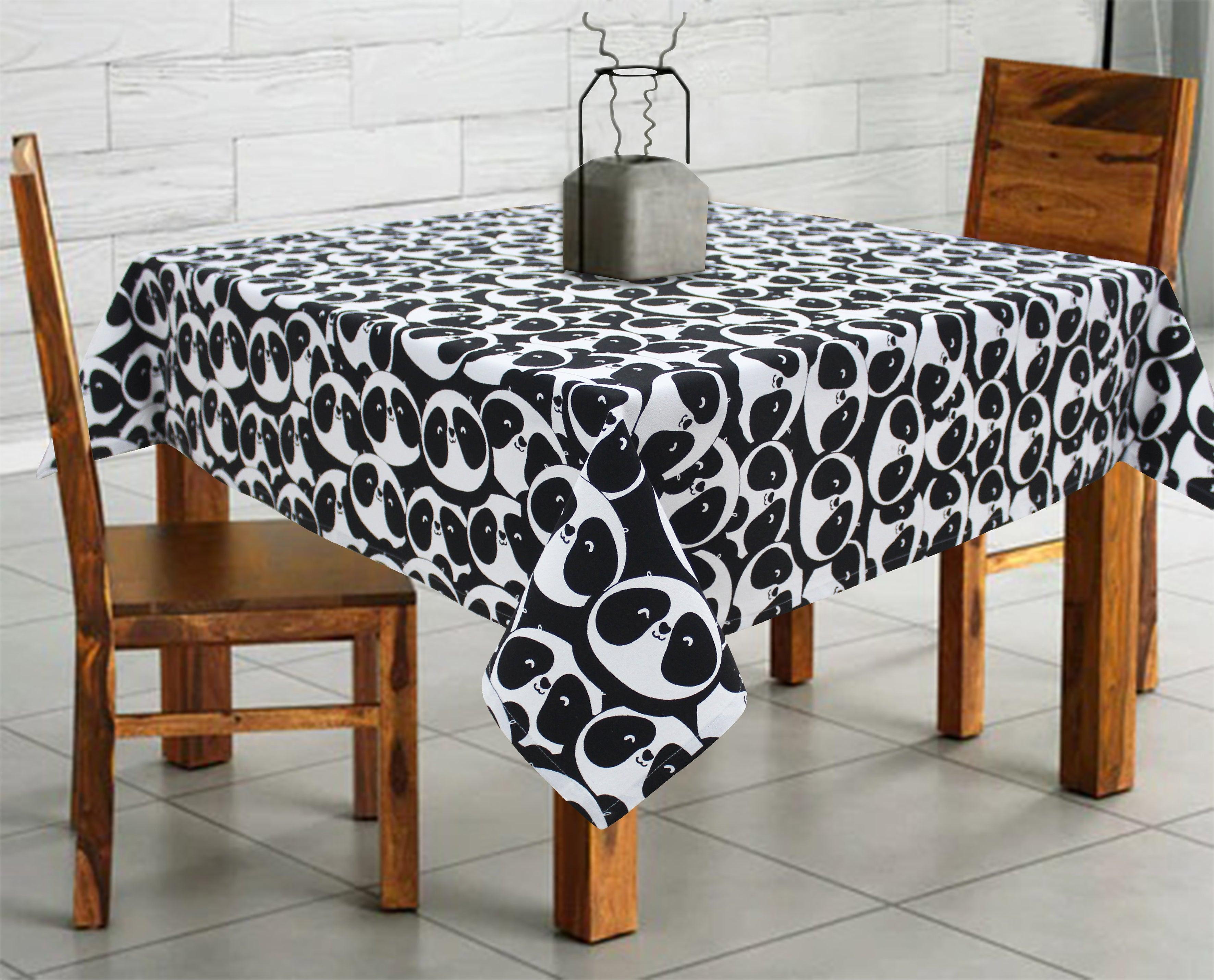 Cotton Black Panda 2 Seaters Table Cloths