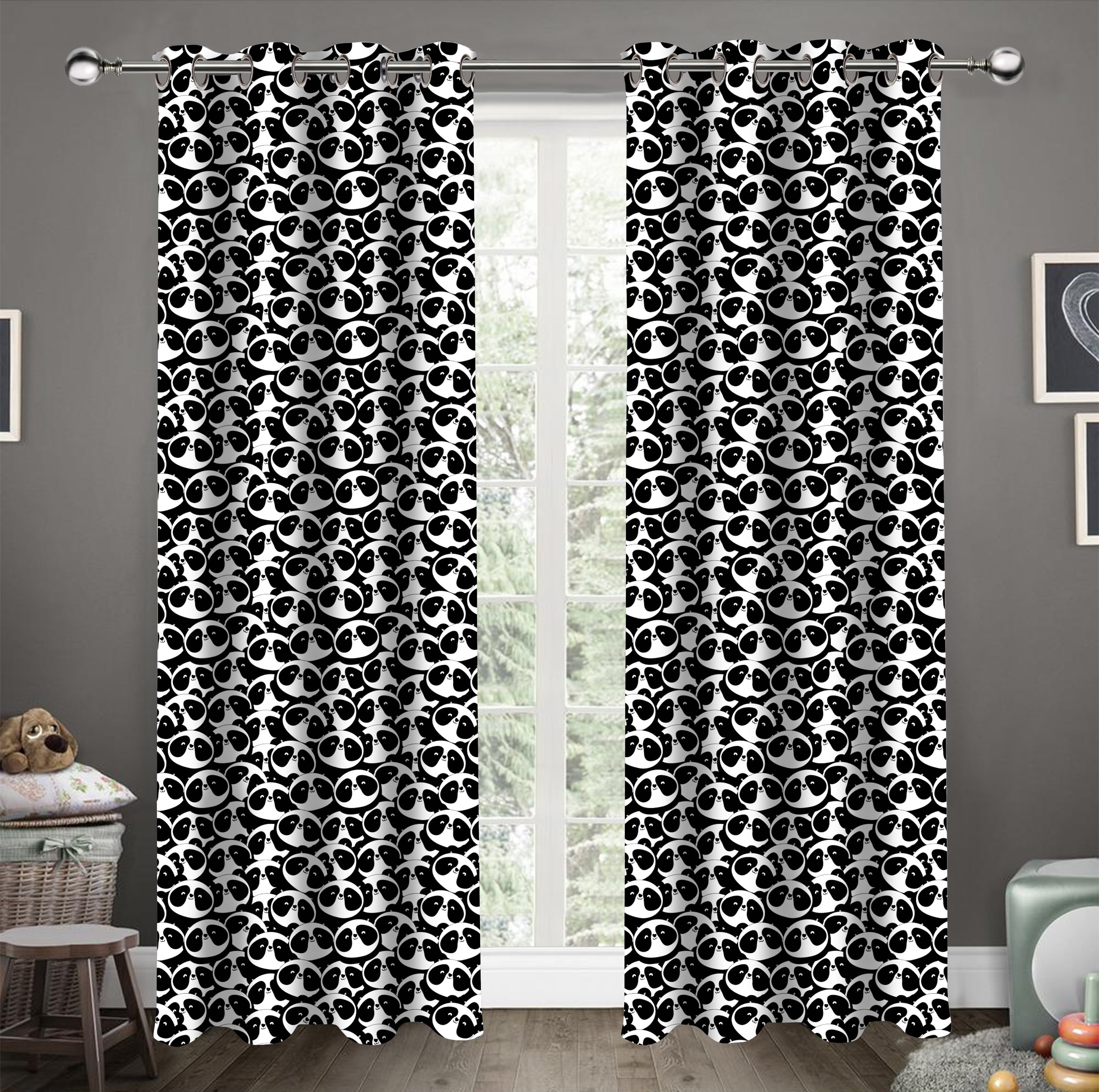 Cotton Panda Black 5ft Window Curtains Pack Of 2