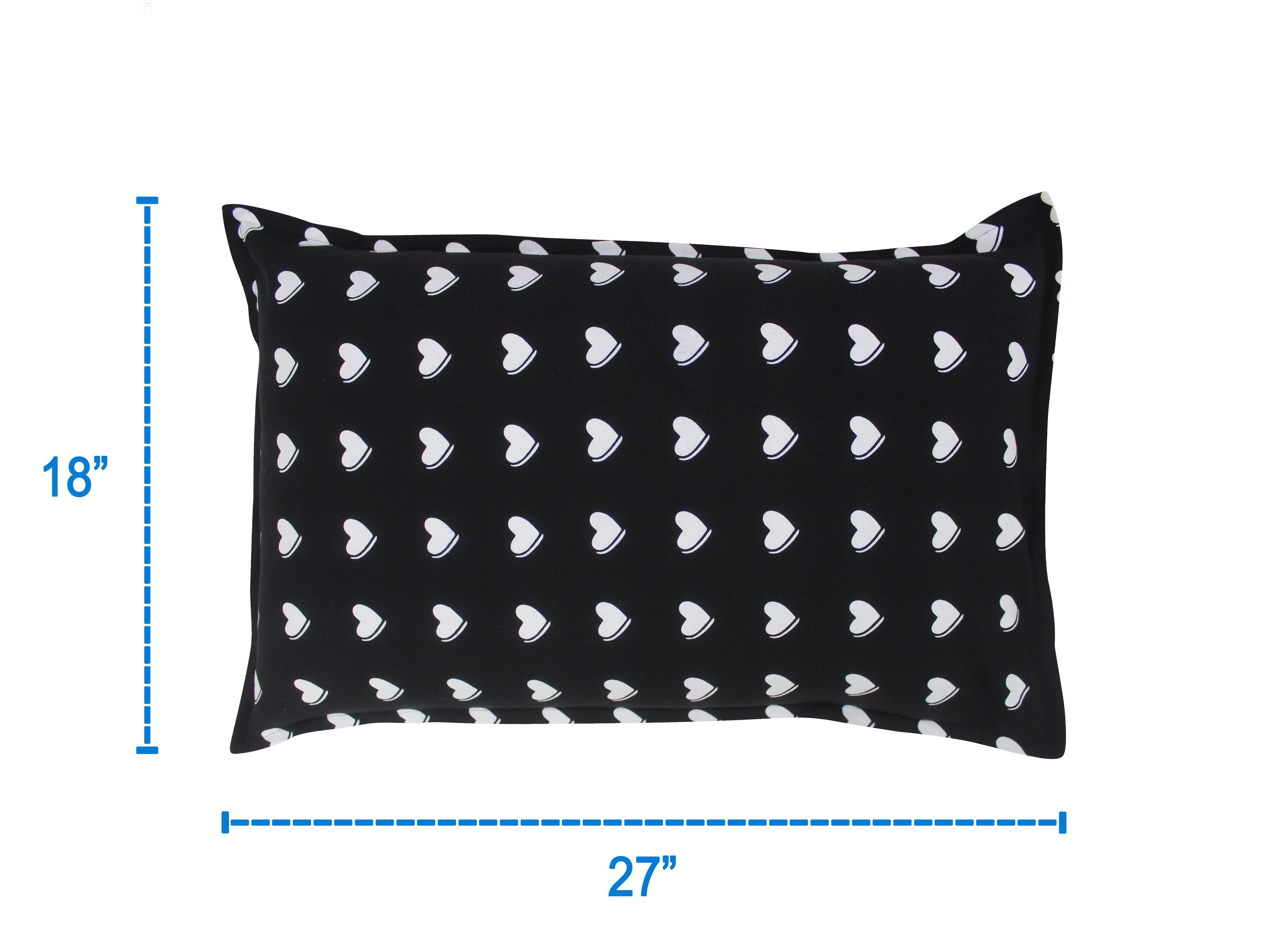 Cotton Black Heart Pillow Covers Pack Of 2