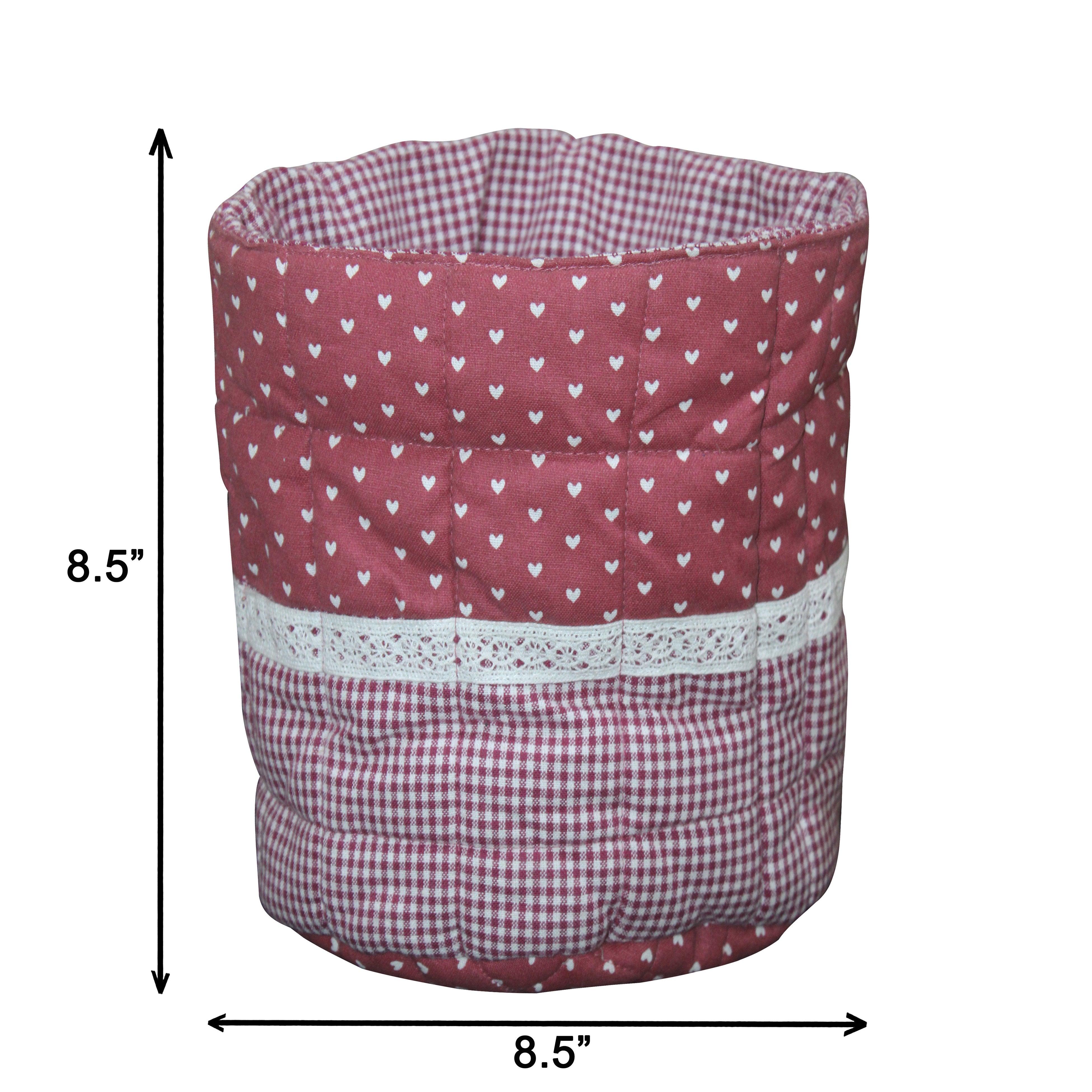 Cotton Small Red Heart Check Fruit Basket