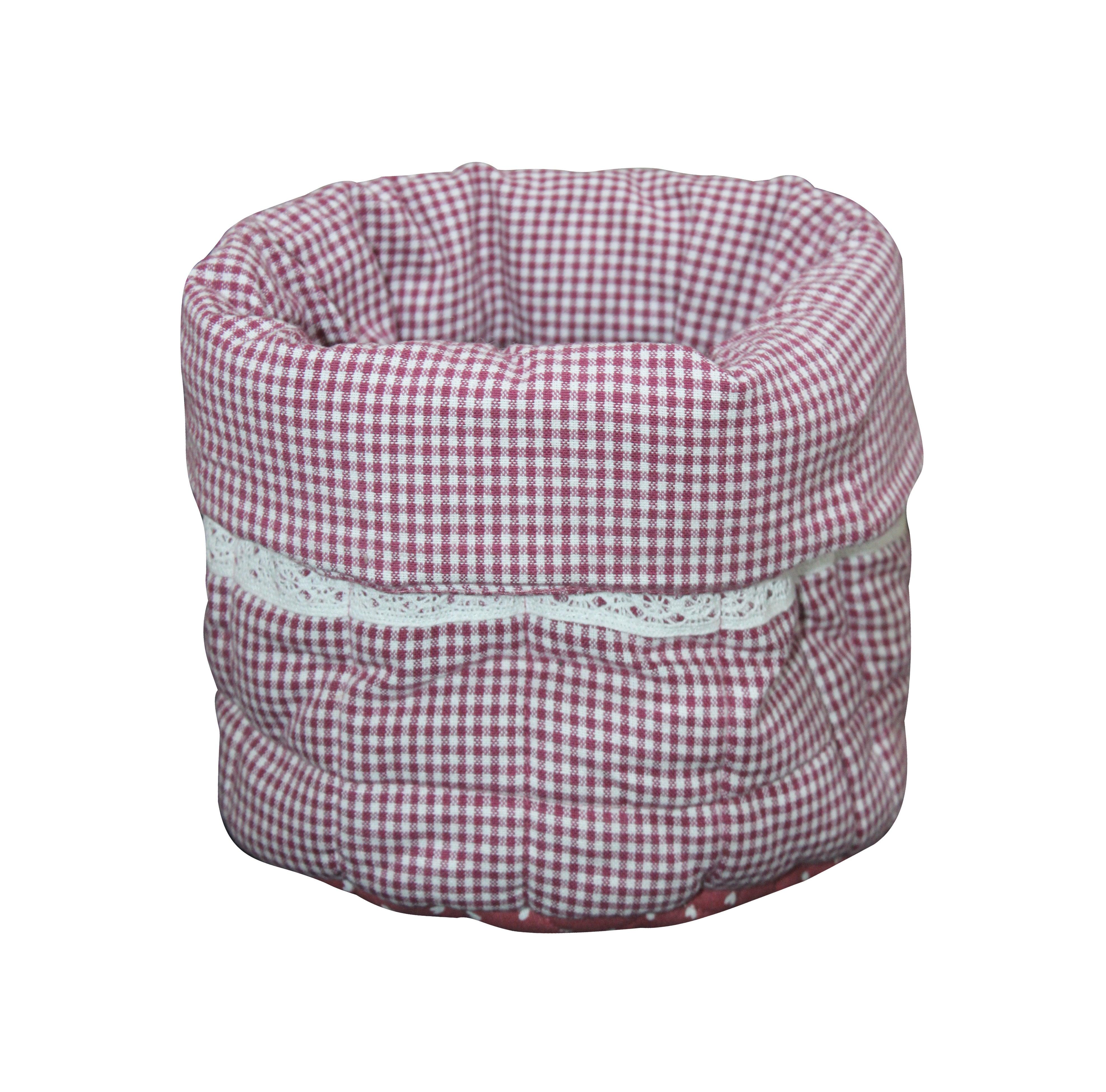 Cotton Small Red Heart Check Fruit Basket