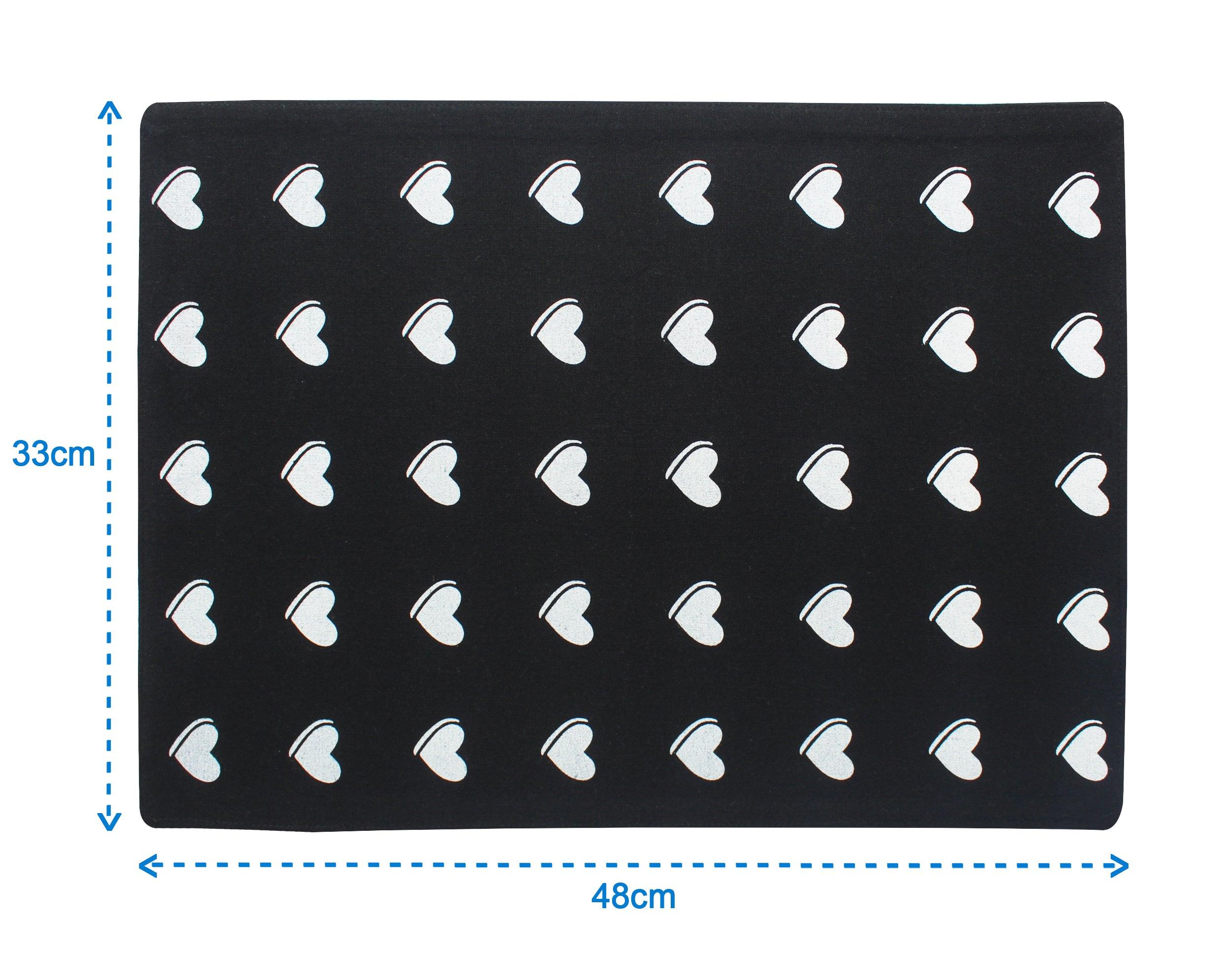 Cotton Black Heart Table Placemats Pack Of 4