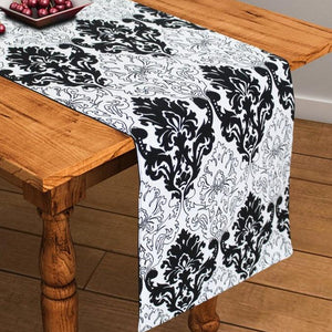 Cotton Black and White Damask 152cm Length Table Runner Pack Of 1 freeshipping - Airwill