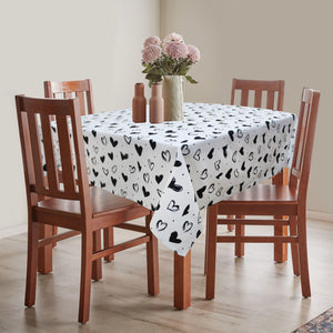 Cotton White Heart 4 Seater Table Cloths Pack Of 1 freeshipping - Airwill