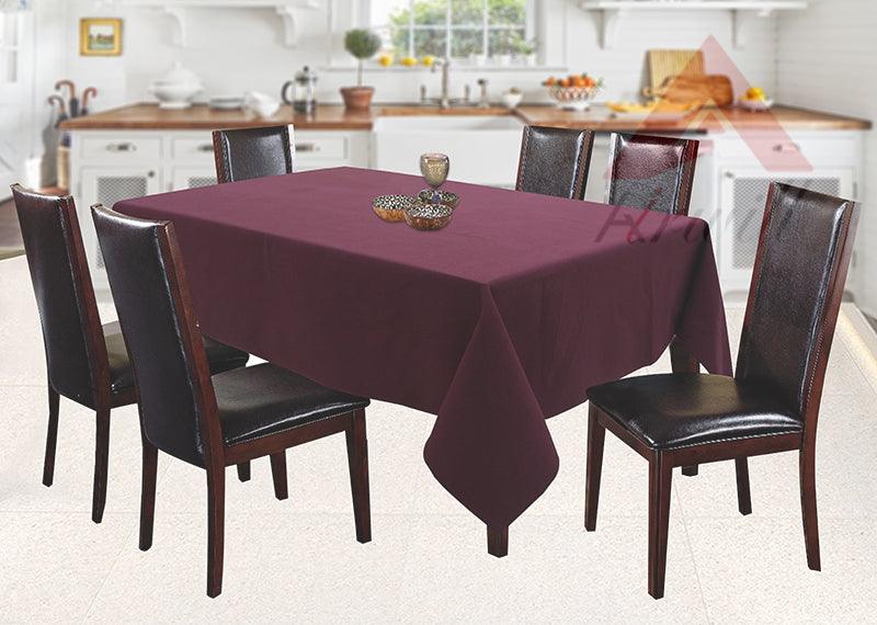 Cotton Solid Maroon 6 Seater Table Cloths
