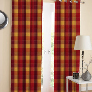 Cotton Dobby Red 7ft Door Curtains Pack Of 2 freeshipping - Airwill