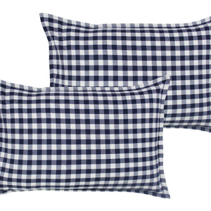 Cotton Gingham Check Blue Pillow Covers Pack Of 2 freeshipping - Airwill