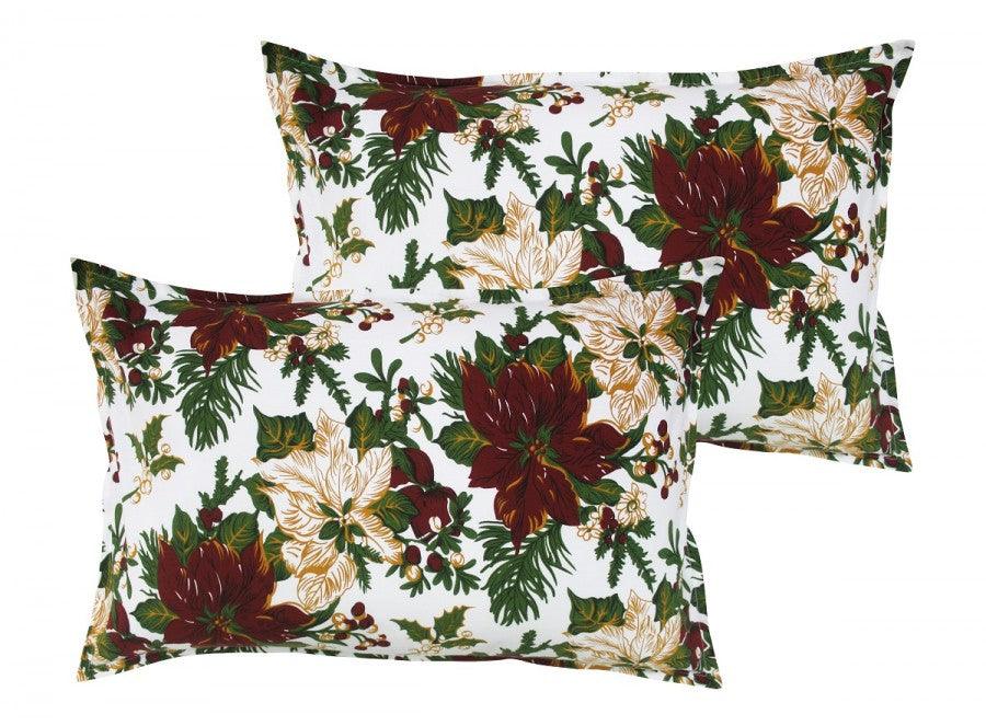 Cotton Maroon Flower Pillow Covers Pack Of 2