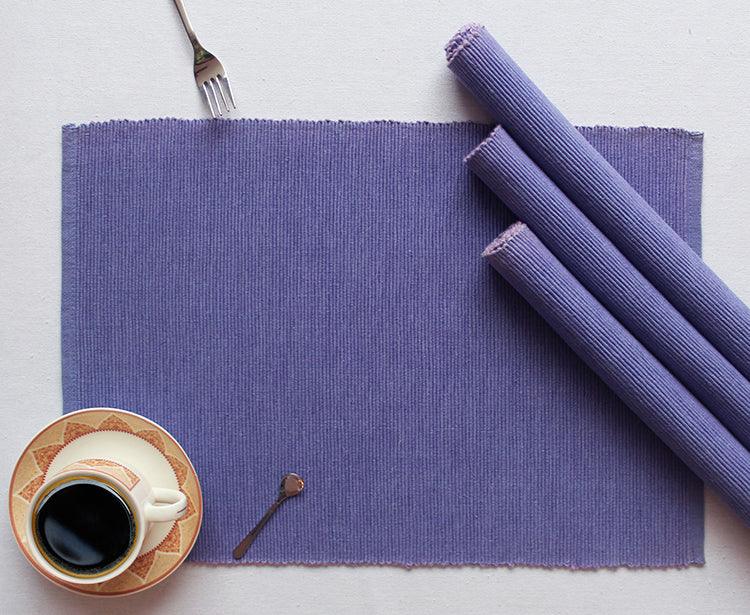 Cotton Solid Blue Table Placemats Pack Of 4