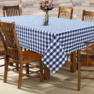 Cotton Gingham Check Blue 6 Seater Table Cloths Pack Of 1 freeshipping - Airwill