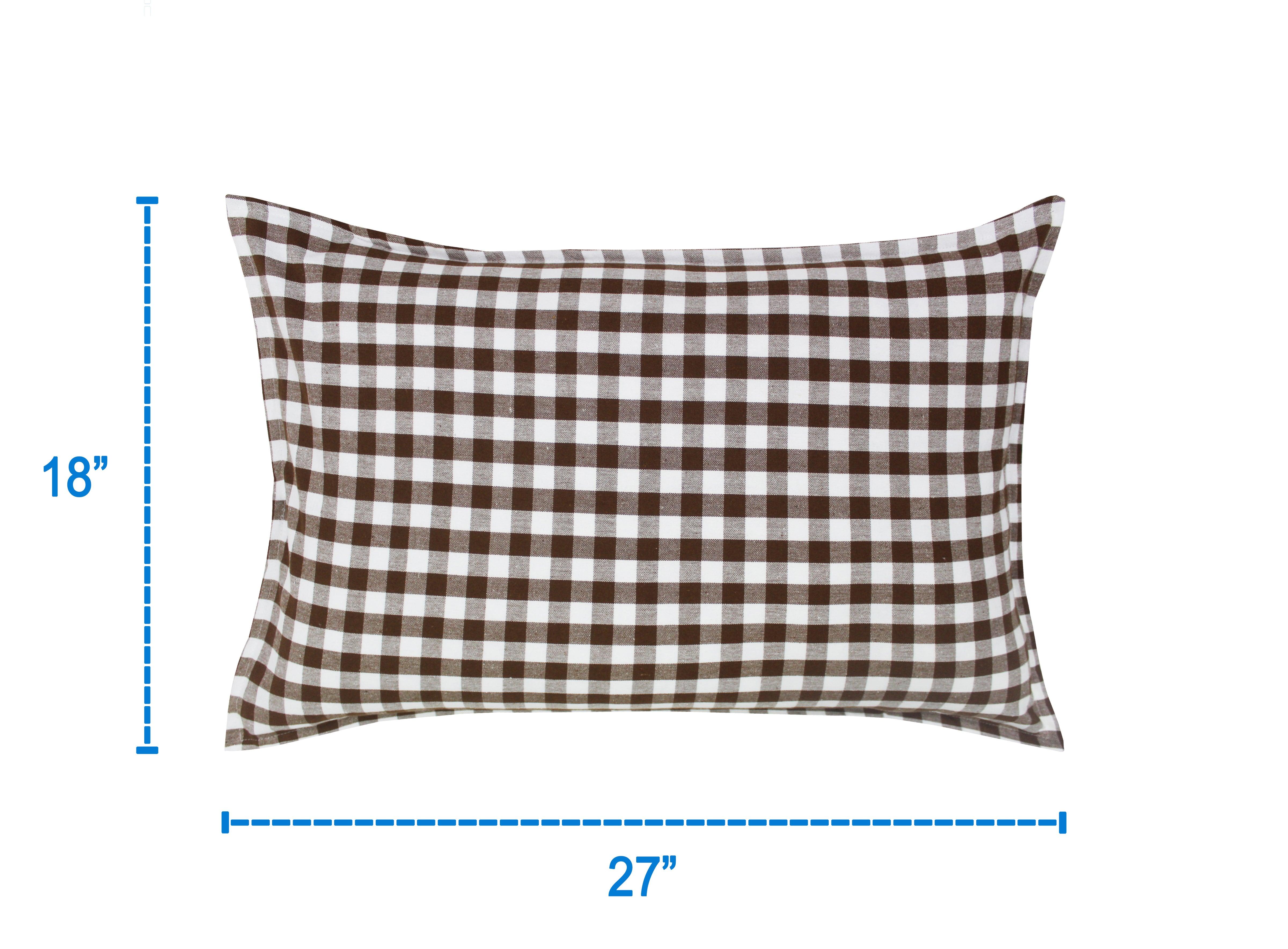 Cotton Gingham Check Brown Pillow Covers Pack Of 2