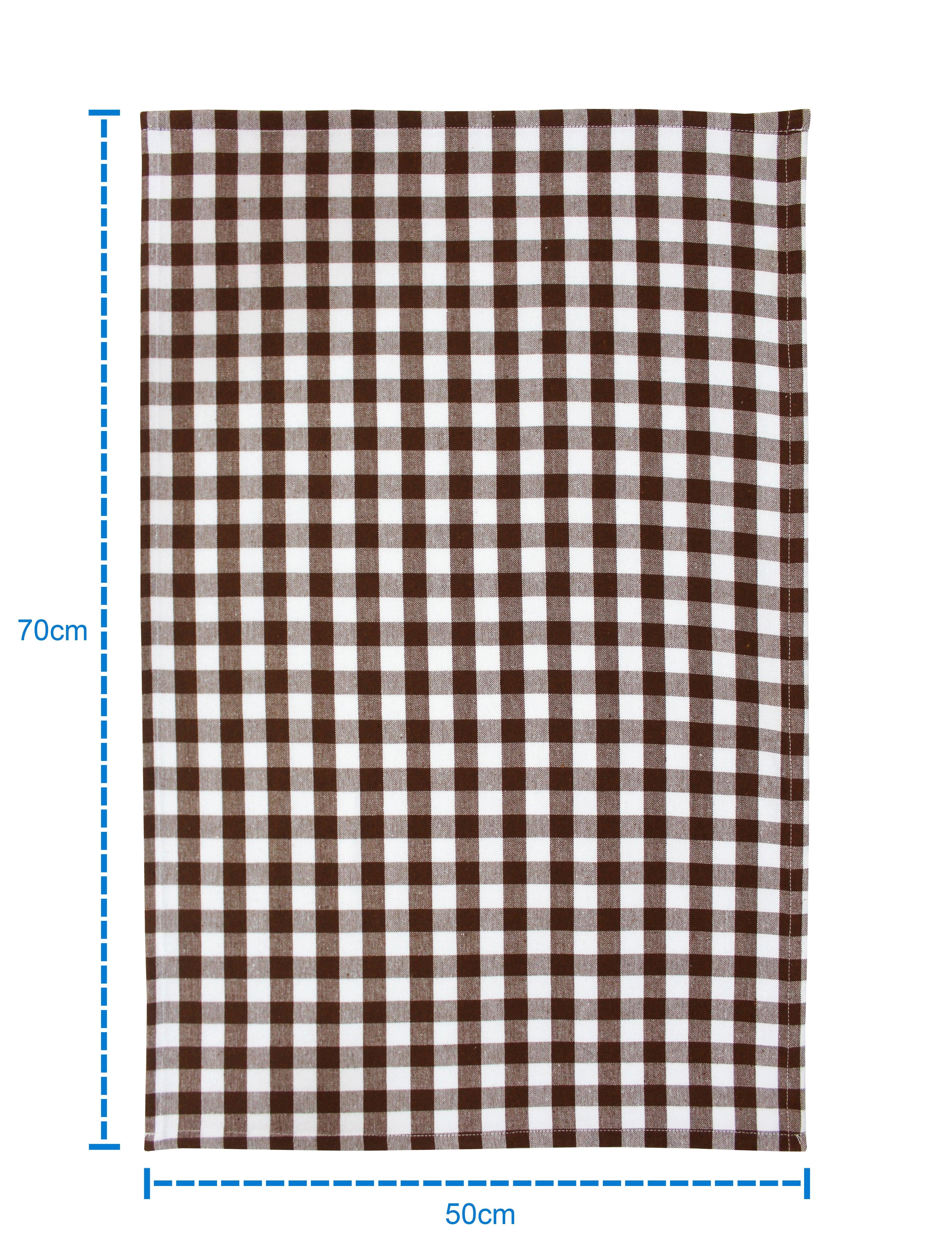 Cotton Gingham Check Brown Kitchen Towels Pack Of 4