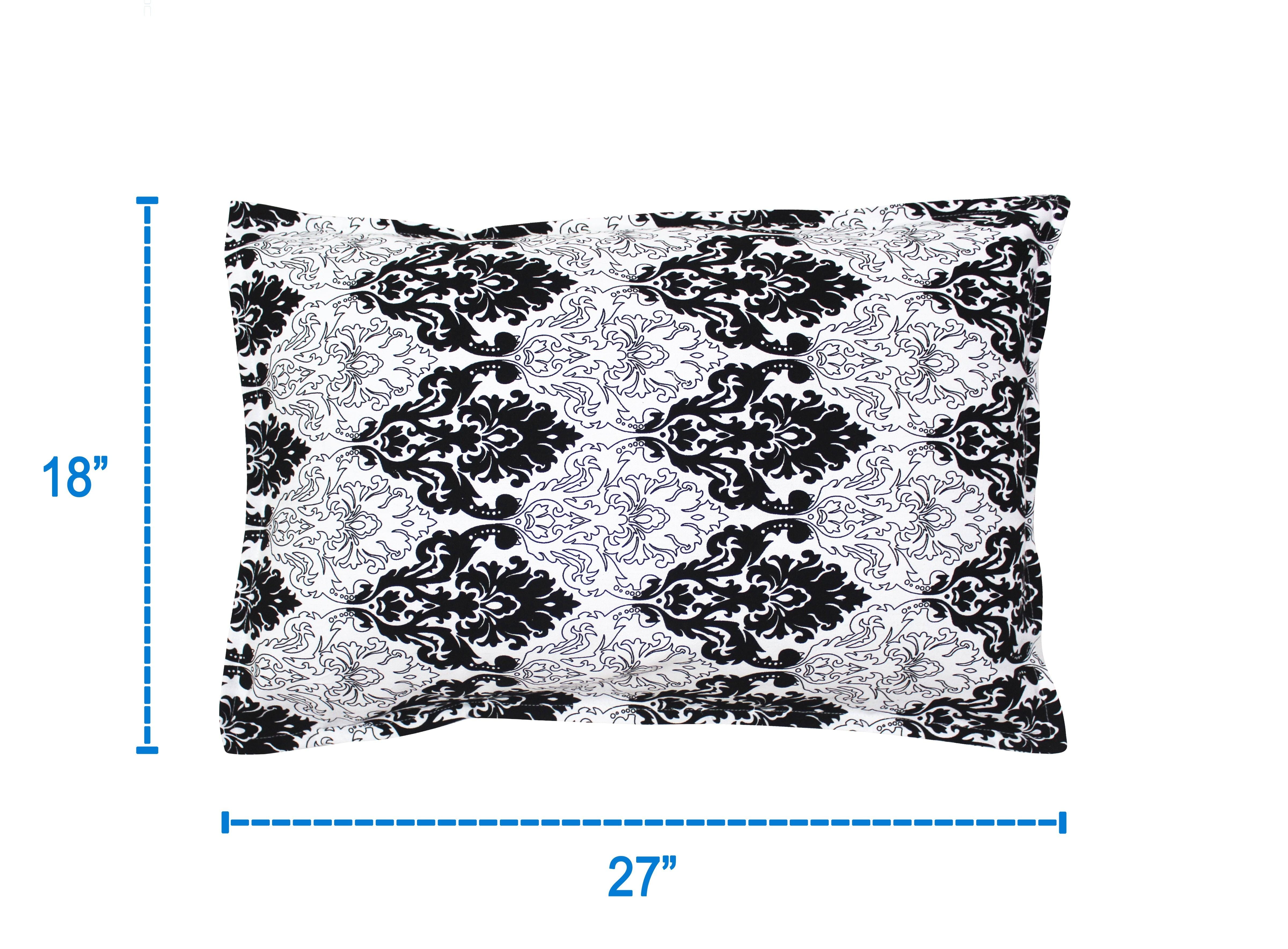 Cotton Black & White Damask Pillow Covers Pack Of 2