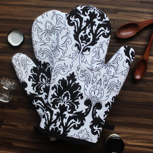 Cotton Black and White Damask Oven Gloves Pack Of 2 freeshipping - Airwill
