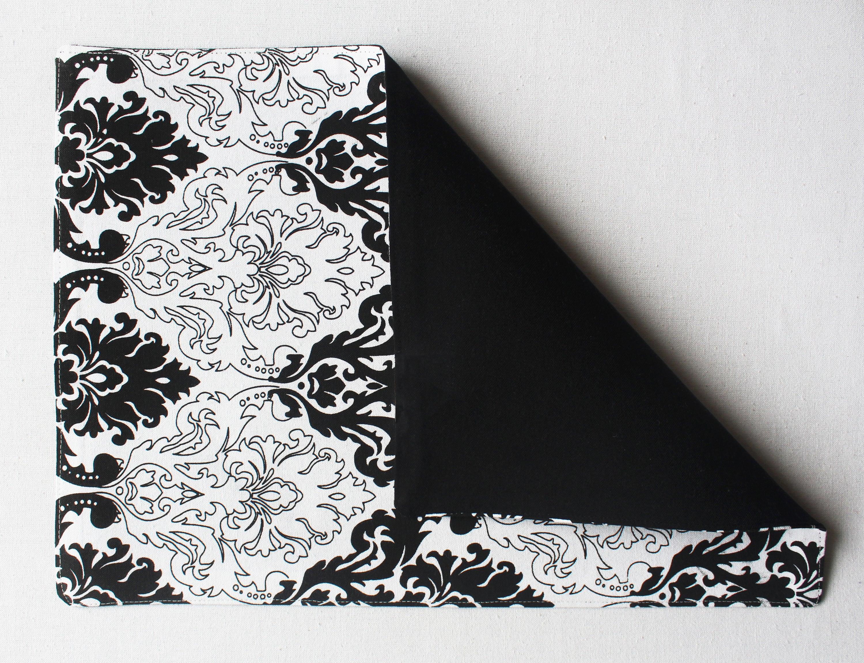 Cotton Black and White Damask Table Placemats Pack Of 4