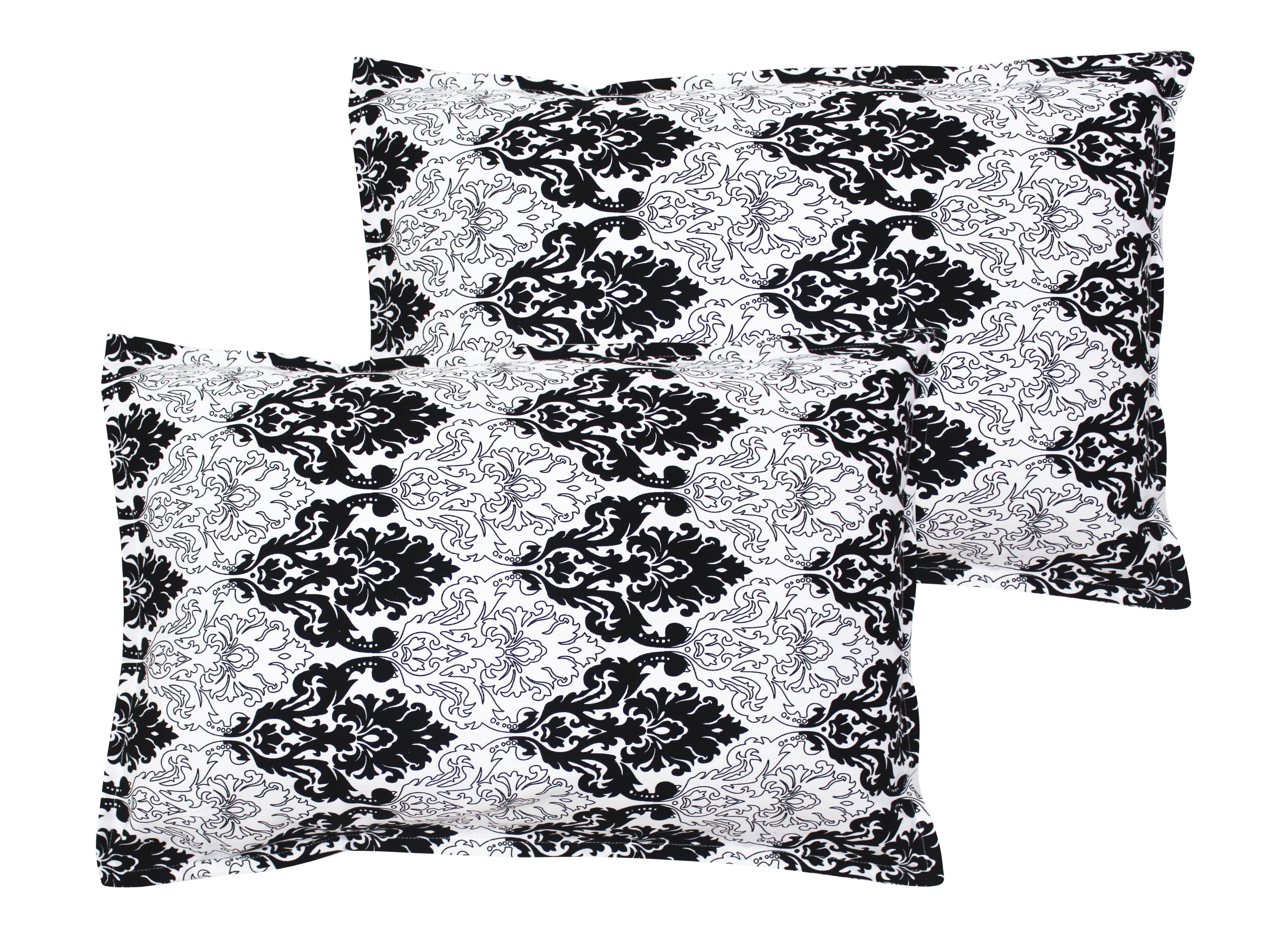 Cotton Black & White Damask Pillow Covers Pack Of 2