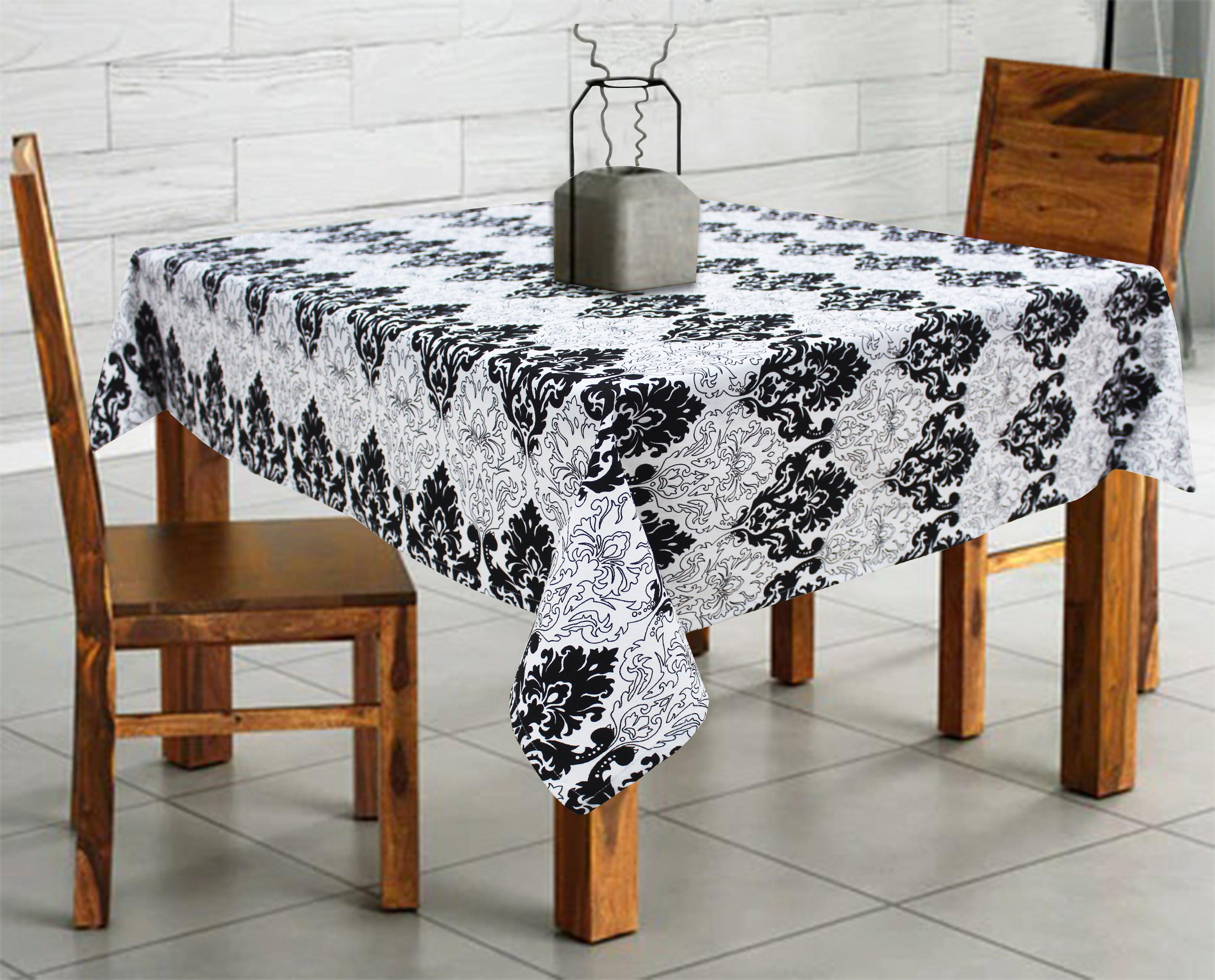 Cotton Black & White Damask2 Seaters Table Cloths