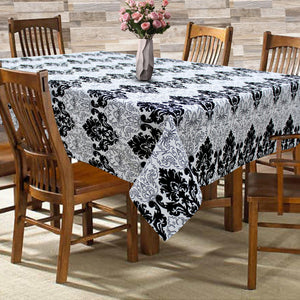 Cotton Black & White Damask 6 Seater Table Cloths Pack Of 1 freeshipping - Airwill