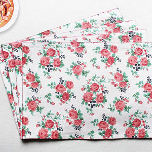 Cotton Small Pink Rose Table Placemats Pack Of 4 freeshipping - Airwill