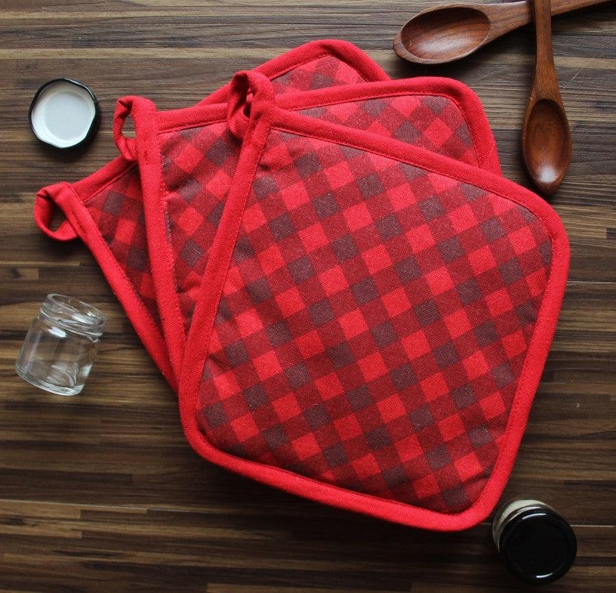 Cotton Buffalo Cross Pot Holders Pack Of 3
