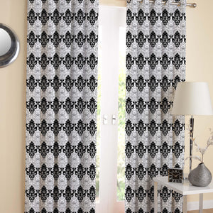 Cotton Black & White Damask Long 9ft Door Curtains Pack Of 2 freeshipping - Airwill