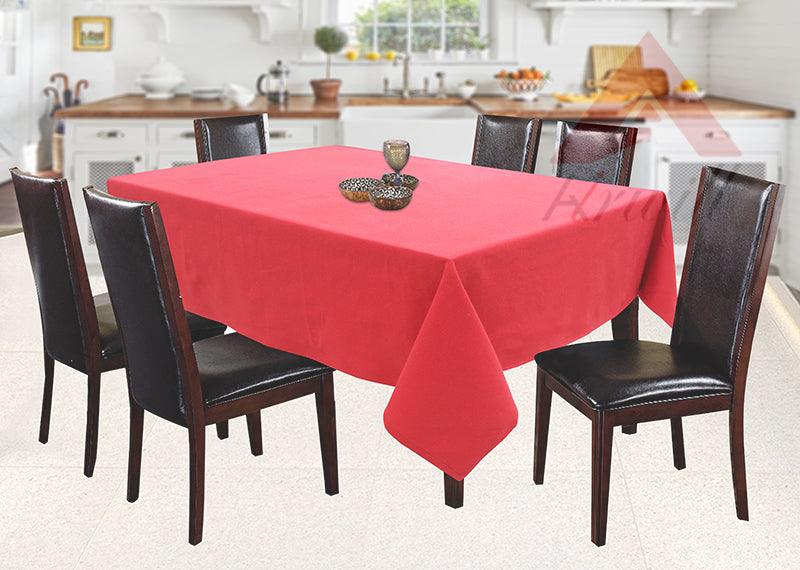 Cotton Solid Red 6 Seater Table Cloths